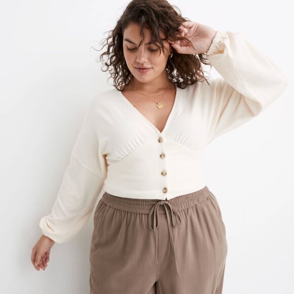 Madewell Deep-V Button-Front Crop Top - NWT! - Picture 2 of 8